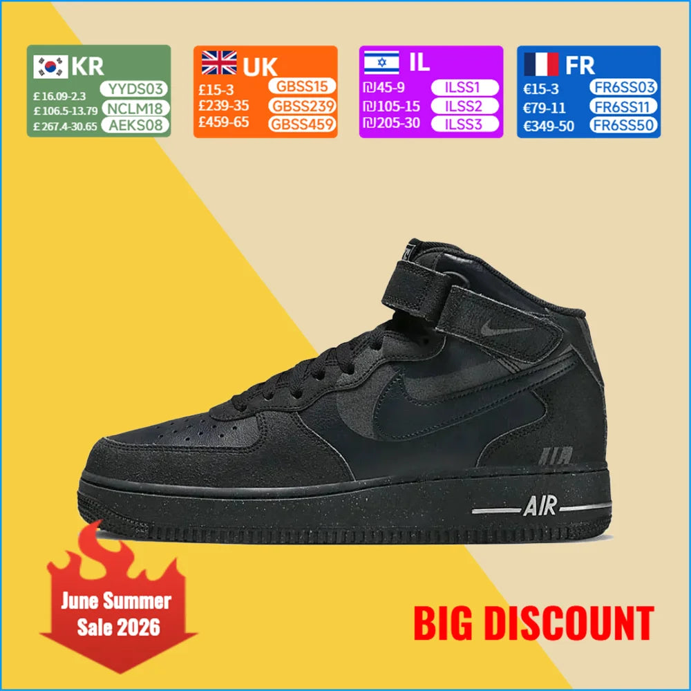 Nike Air Force 1 Mid Unisex-sneakers – ankelstøtte, klassisk polstret komfort og holdbarhed til brug hele dagen DQ7666-001