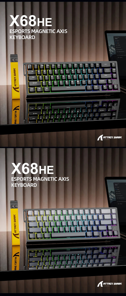 ATTACK SHARK X68HE Esports magnetic axis keyboard 8KHz return rate,total area 0.01mm,and 0.125ms rate class Ultra-low latency