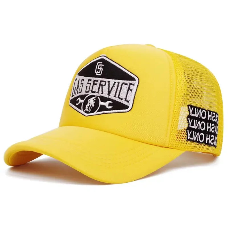 Cappellini da baseball con ricamo di lettere, nuovi, unisex, hip hop, traspiranti, con visiera parasole personalizzata in rete, versatili, alla moda, in stile streetwear, cappellini da camionista