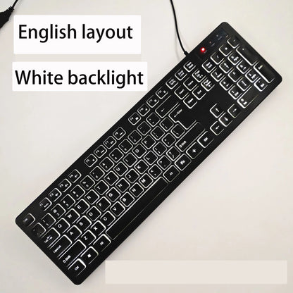 Spanisches/Französisches (AZERTY)/Russisches/Arabisches/Deutsches Tastaturlayout, beleuchtete kabelgebundene Desktop-Gaming-Tastatur für Desktop-Computer und Büro