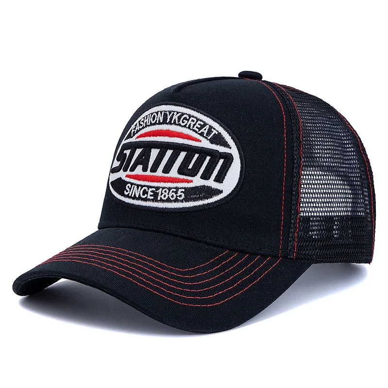 Unisex Baseball Cap Classic STATION Letter Pattern Mesh Cap Men And Women Breathable Streetwear Summer Trucker Hat
