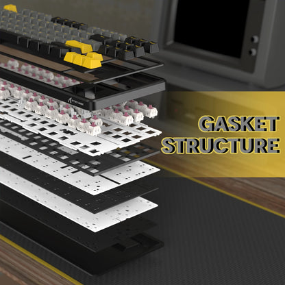 ATTACK SHARK X87 kabellose mechanische Gaming-Tastatur, Tri-Mode BT5.0/2.4GHz/USB-C, Gasket, Hot-Swappable Custom Keyboard, vorglubriziert