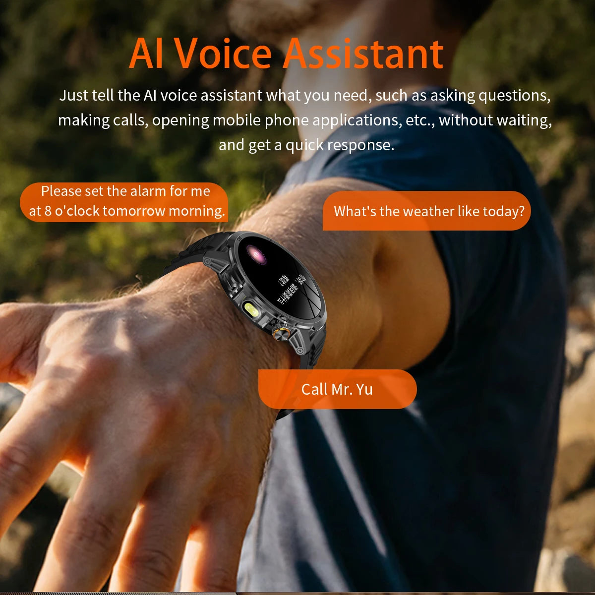 2026 New Military Outdoor Smart Watch 1.85‘’ AMOLED 1000mAh Large Battery 5ATM Waterproof Voice Call Sports Men Fitness Bracel