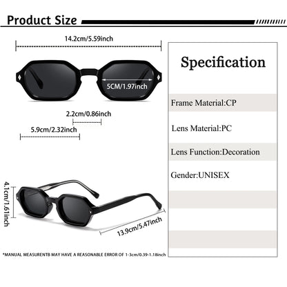 CATERSIDE Polygon Sunglasses Fashion Men Small Frame Gradient Lens Sun Glasses for Summer Beach Party Ideal Choice for Gifts