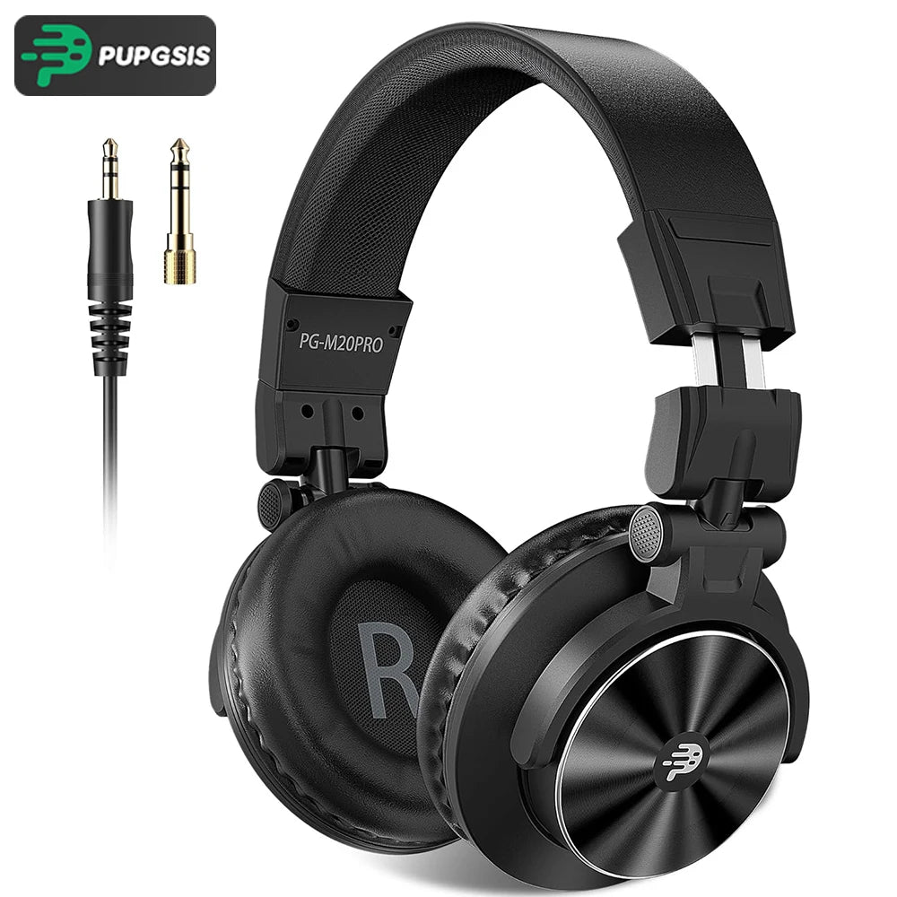 PUPGSIS Studio Headphones Professional DJ Wired Headphones 40kHz Hi-Res Stereo Recording Monitor Headset with 50mm Driver