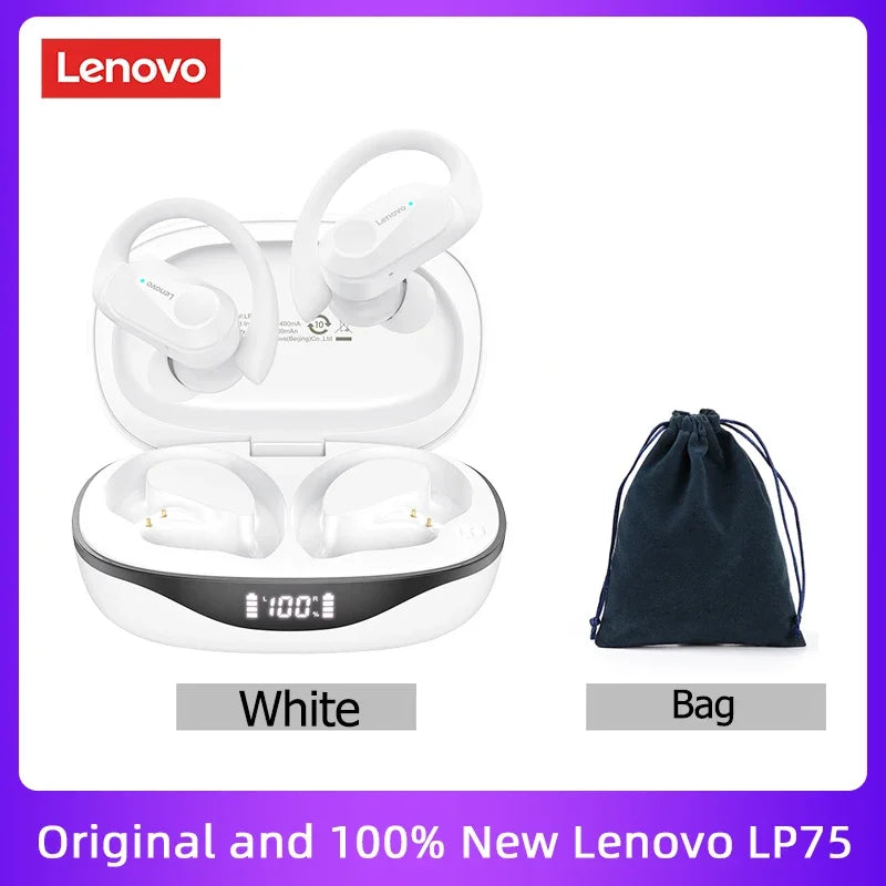 Lenovo LP75 TWS Bluetooth 5.3 Wireless Earphones – LED Display, Noise Reduction, Waterproof True Wireless Earbuds with Microphone & Deep Bass Sound