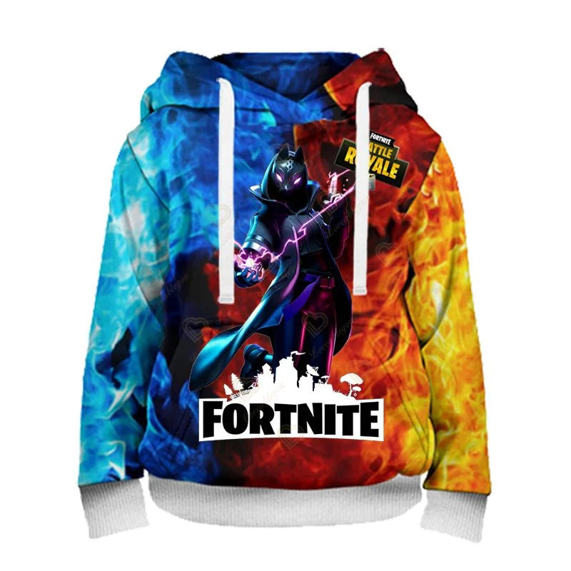 Sweatshirt com capuz Fortnite para homem, estampado 3D, moda Battle Game, para rapazes e raparigas, estilo hip hop, casaco casual masculino
