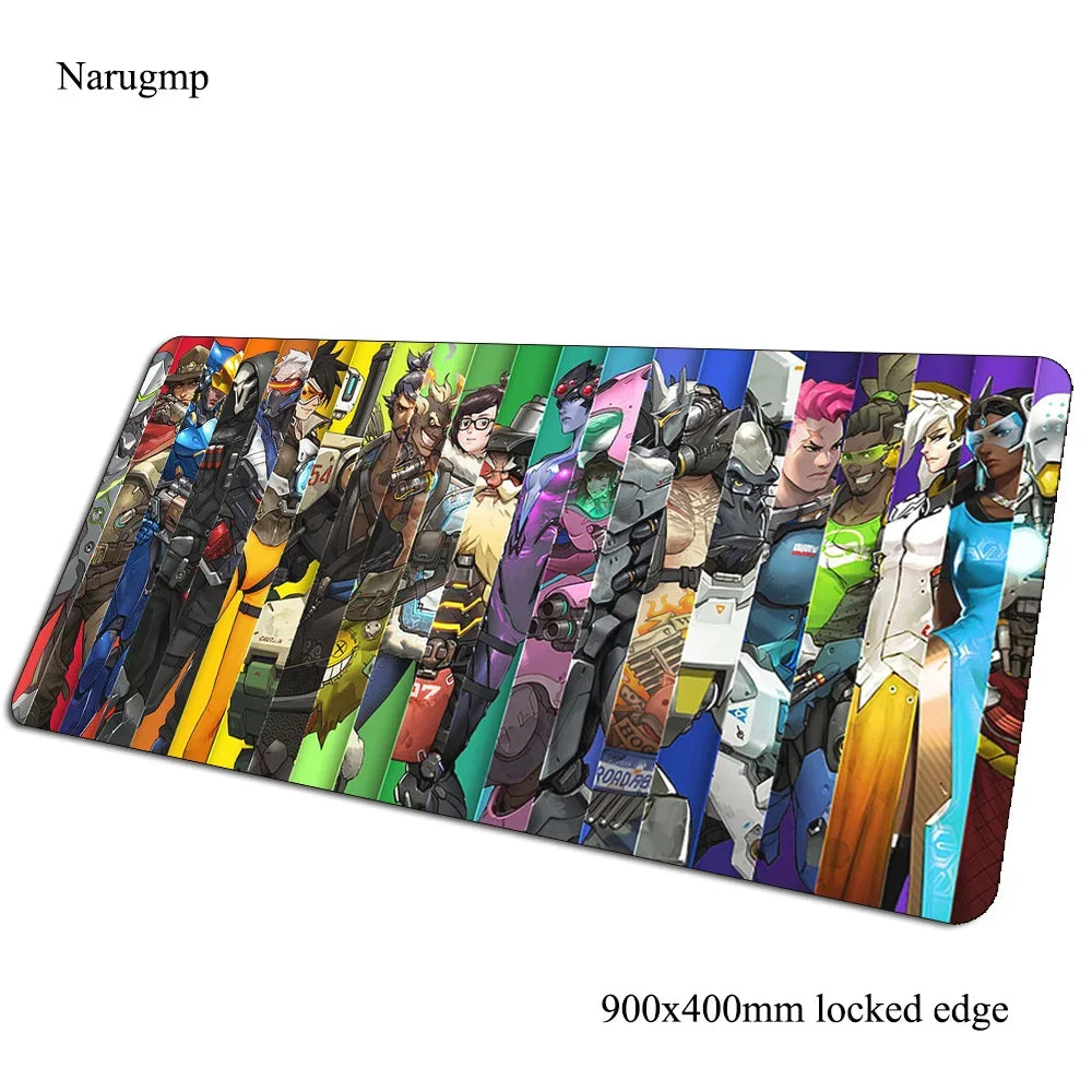 Tapete de rato Overwatch de aniversário, tapete para computador 900x400x3mm, tapete de rato gaming grande, presente para rato e teclado, jogos PC gamer, secretária