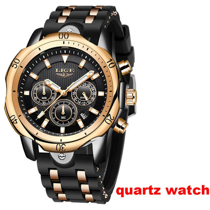 Pánské mechanické náramkové hodinky s automatickým nátahem LIGE – luxusní hodinky nejvyšší třídy s tourbillonem, elegantní a vodotěsný model, ideální pro práci i formální příležitosti.