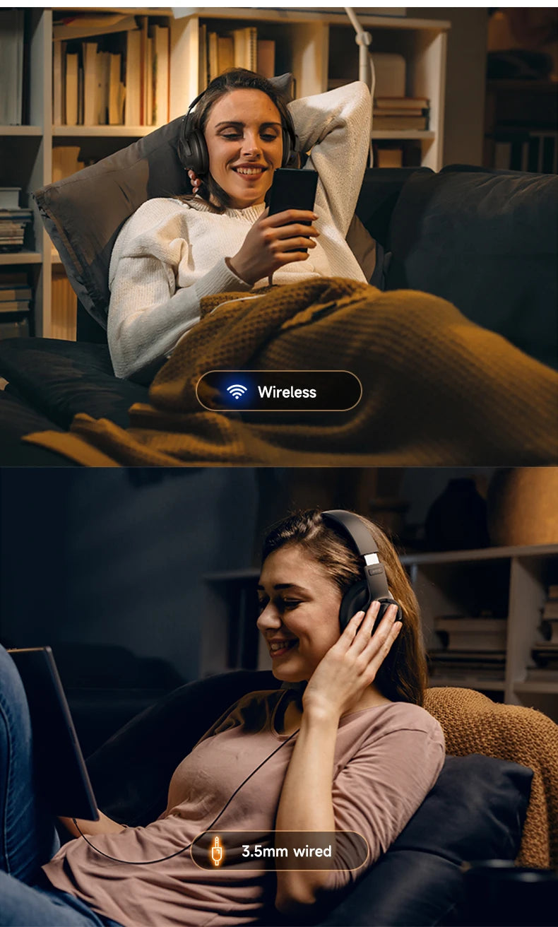 Picun B8 Wireless Bluetooth Headphones with 120H Playtime, Bluetooth 5.3, Deep Bass, Low Latency Gaming Headset with Microphone