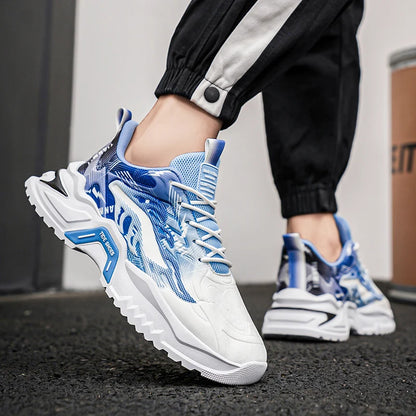 Herren-Sportschuhe, modische Schnürschuhe, vielseitig, rutschfest, mit dicker Sohle, bequeme Freizeit-Laufschuhe für Teenager und Herren, für den täglichen Gebrauch