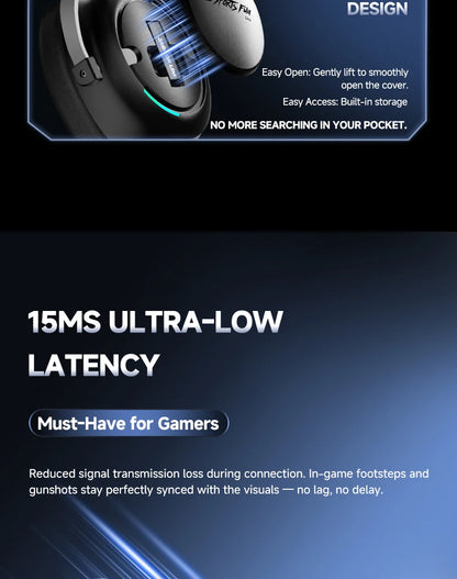 HAAYOT Wireless Gaming Headphones Bluetooth 5.3 with 53mm Titanium Drivers, 7.1 Virtual Surround Sound, Low Latency Gaming Headset for PC PS5 Mobile