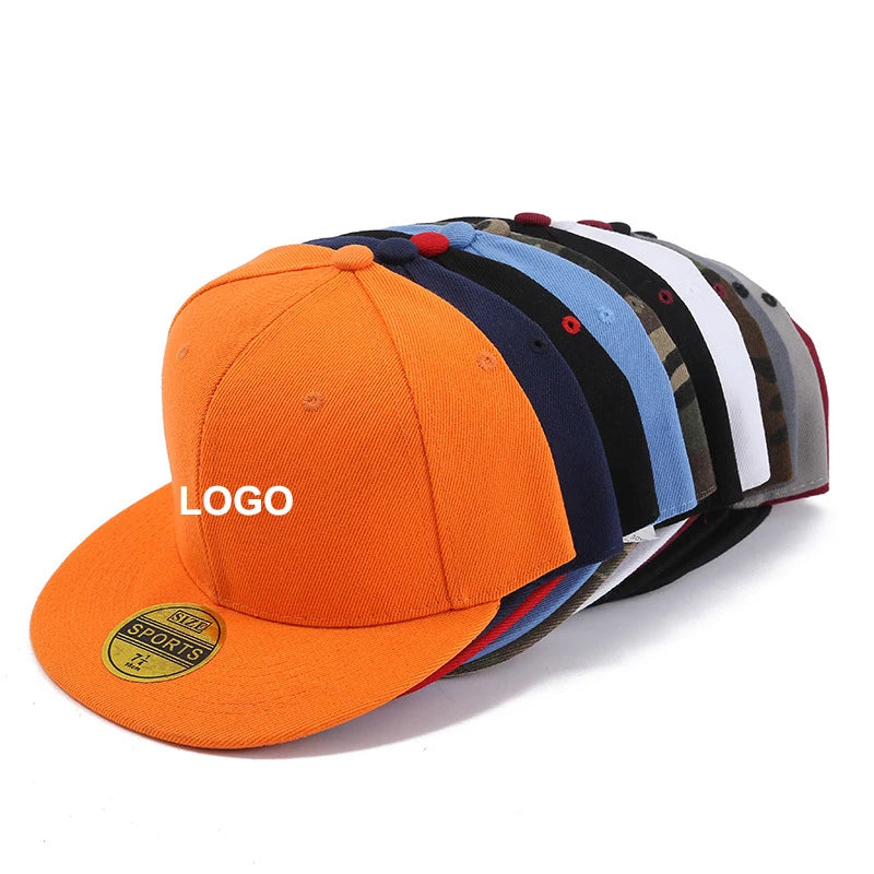 Cappellino da baseball a visiera piatta con logo personalizzato stampato o ricamato, cappellino unisex da esterno, cappellino hip hop "Dad Hat", gorras da uomo, cappellino street snapback