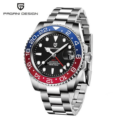 PAGANI DESIGN 40MM GMT Watches for Men Luxury Sapphire AR Mechanical Watch Ceramic Bezel Automatic 100M Waterproof Gift watch