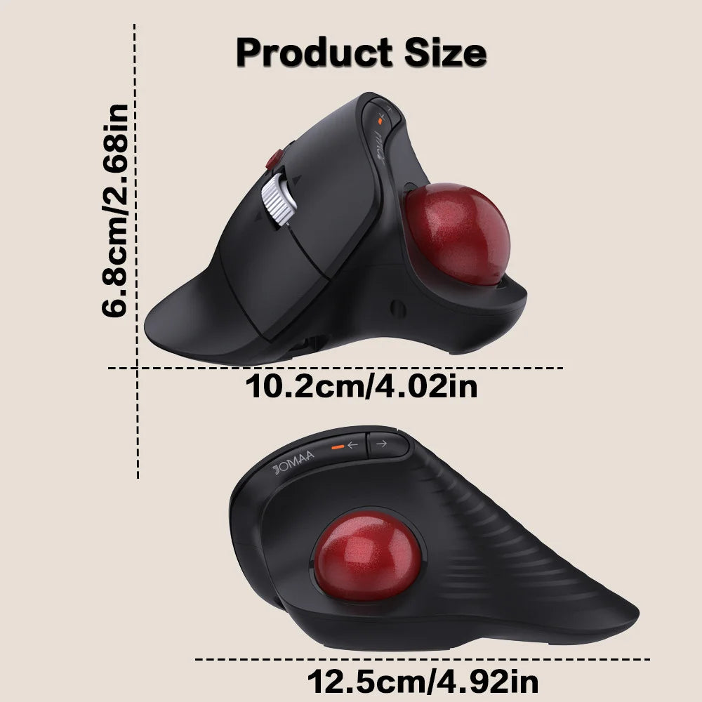 JOMAA Speed Roller trackball-mus trådlös tumstyrd mus tysta klick uppladdningsbar ergonomisk trackball-mus