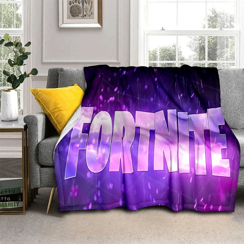 3D F-Fortnites cartoon-game flanellen deken, zachte warme plaid voor slaapkamer, woonkamer, bed, reizen, kamperen, picknick en als cadeau