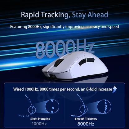 Delux M900PRO Ultra-Light Wireless Gaming Mouse, PAW3395 26K DPI, 1K/8K Polling Rate, Ergonomic Gaming Mouse for Large Hands, 50g PC Gaming Mouse