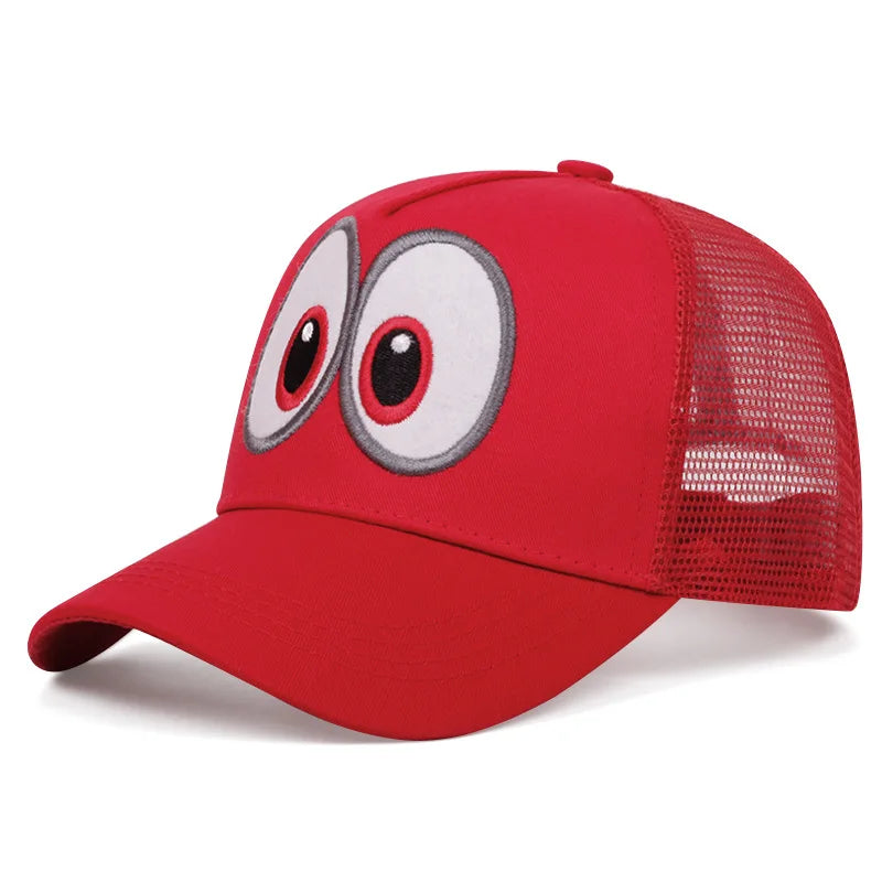 Cappellino da cosplay del gioco anime Super Luigi Brothers, divertente, con occhi grandi ricamati, cappellino da baseball regolabile con visiera a becco d'anatra, cappellino da sole