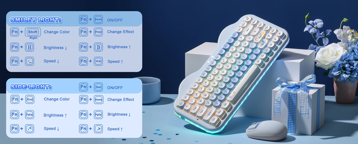 YUNZII C75 Wireless Mechanical Keyboard, 75% Creamy Hot Swap Custom RGB Keyboard, Gasket Cute Cake Design, for Win/Mac/Gaming