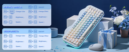 YUNZII C75 Wireless Mechanical Keyboard, 75% Creamy Hot Swap Custom RGB Keyboard, Gasket Cute Cake Design, for Win/Mac/Gaming