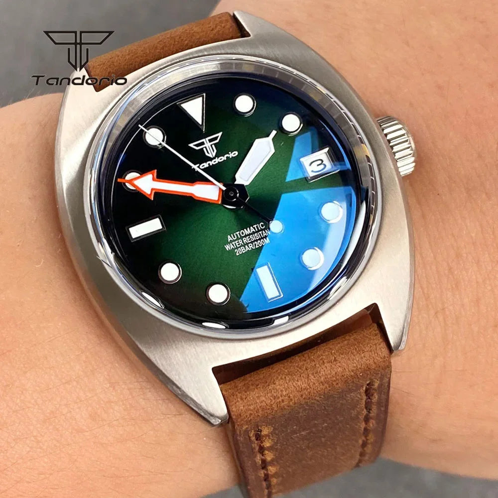 Tandorio 36mm Dive Military Automatic Miyota8215 Mechanical Watch for Men Domed Sapphire Unisex Wristwatch 20BAR Waterproof Lume