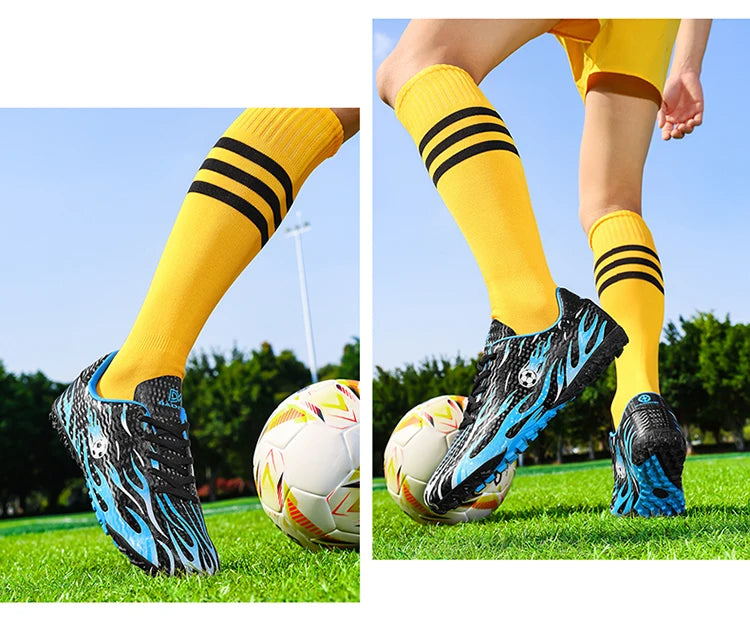 Chaussures de football professionnelles pour enfants, chaussures de foot pour hommes, basses, avec maintien de la cheville, sportives, pour jeunes, pour match et entraînement, antidérapantes, résistantes