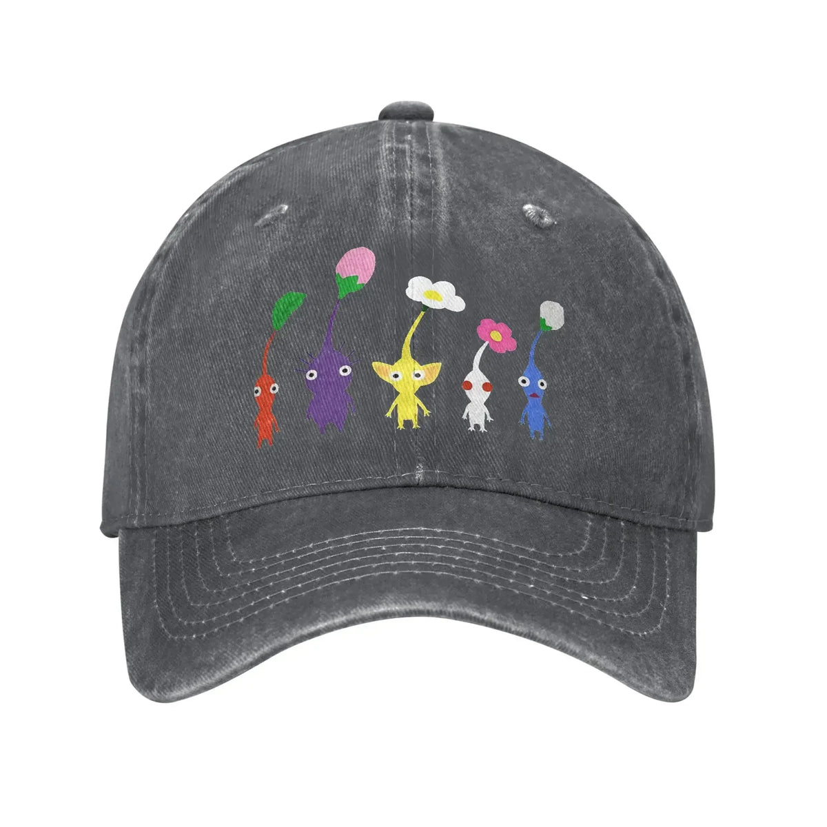 Sød Pikmin-mønstret kasket til mænd og kvinder i bomuld med anime- og tegneseriemotiv – Trucker-kasket til fritid og baseballkasket med justerbar størrelse