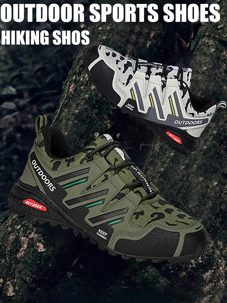 2025 New Men Hiking Shoes Outdoor Waterproof Sports Shoes Comfortable Leather Hiking Training Boots Large Size Tactical Shoe Men