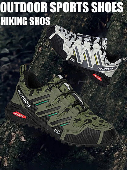 2025 New Men Hiking Shoes Outdoor Waterproof Sports Shoes Comfortable Leather Hiking Training Boots Large Size Tactical Shoe Men