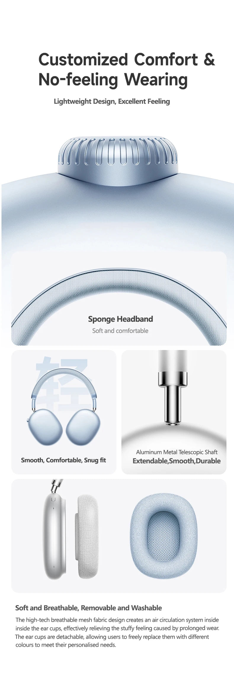 Picun F8MAX ANC Wireless Headphones 59dB Noise Cancelling Bluetooth 6.0 Over Ear Headset with Spatial Audio, 180H Battery Life & HiFi Sound