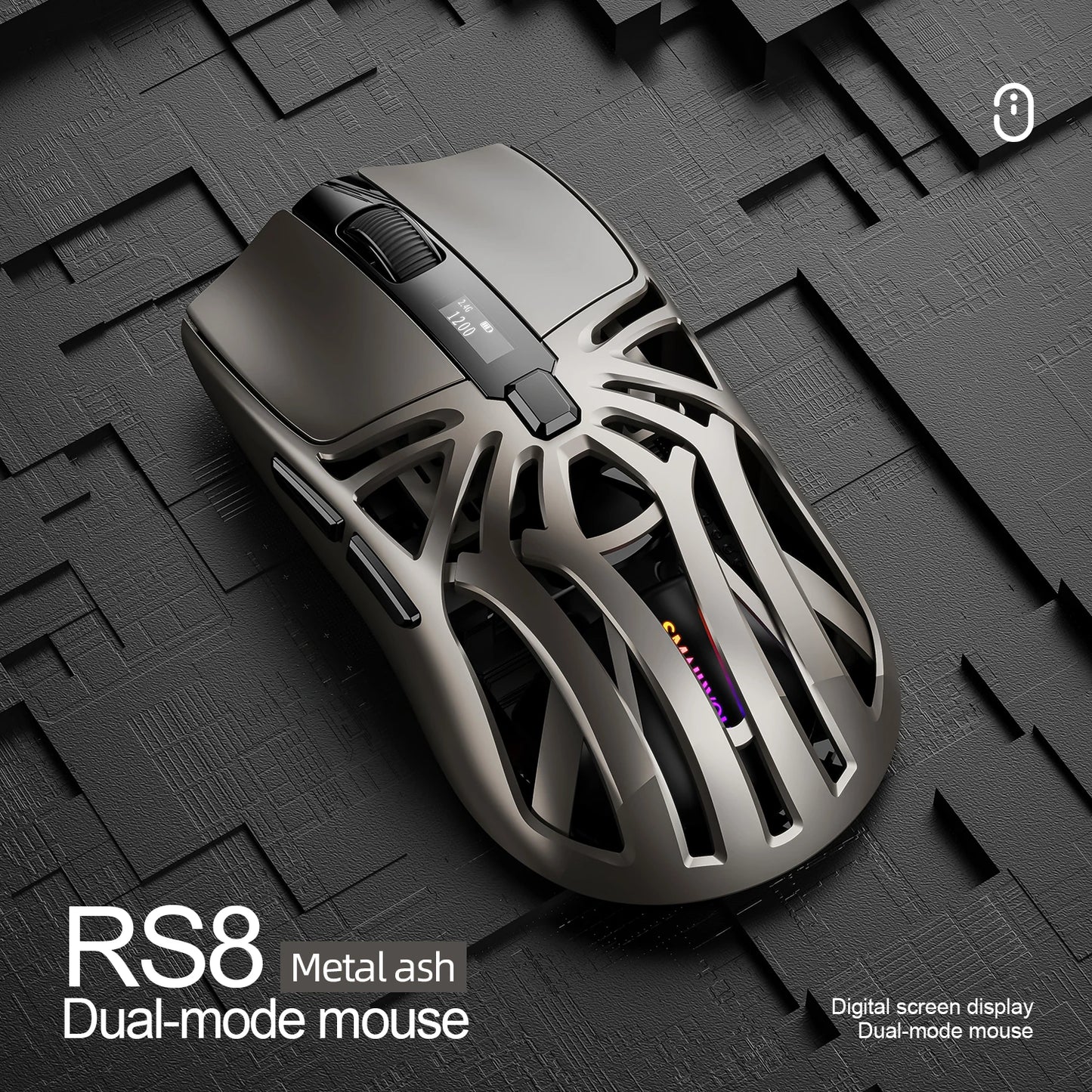 SMAILWOLF RS8 Gaming Mouse Bluetooth Wireless Tri-Mode Lightweight RGB Gaming Mouse with 11200 DPI, Rechargeable Ergonomic Gaming Mouse for PC, Laptop & Mobile