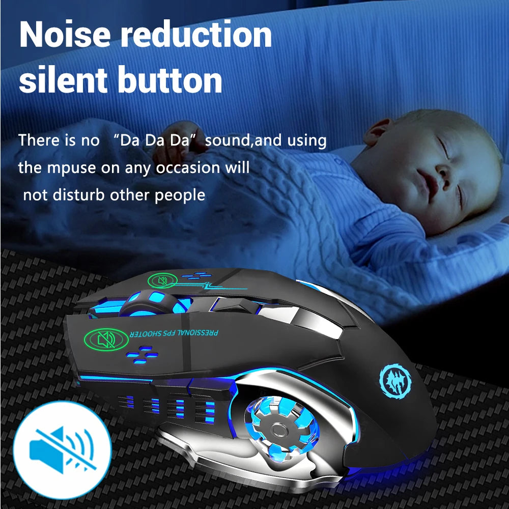 Wireless Bluetooth Mouse Rechargeable 2.4G USB Gaming Mouse, Silent Ergonomic Wireless Bluetooth Mouse with RGB Backlight, Dual Mode Office & Gaming Mouse