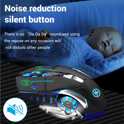 Wireless Bluetooth Mouse Rechargeable 2.4G USB Gaming Mouse, Silent Ergonomic Wireless Bluetooth Mouse with RGB Backlight, Dual Mode Office & Gaming Mouse