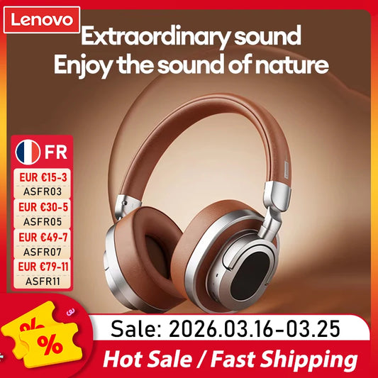 Lenovo LE602 Auriculares circumaurales Bluetooth 6.0 – Auriculares gaming HiFi estéreo ANC inalámbricos y con cable con micrófono ENC HD