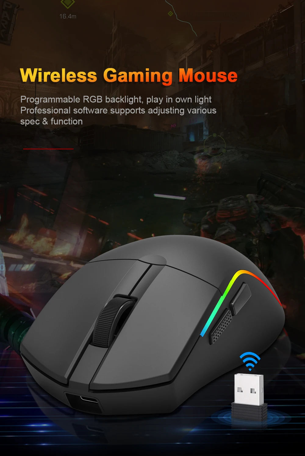 REDRAGON DEICIDE M816 PRO RGB USB Bluetooth-tuki 2.4G Langaton pelihiiri 26000 DPI 6 painiketta pelaajalle Langalliset hiiret tietokoneelle