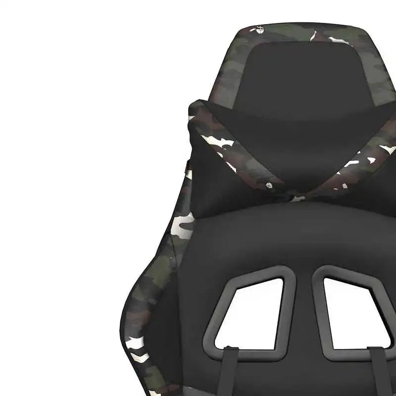 Gaming Chair Massage Footrest Black & Camouflage 67X64X116-127 cm in Imitation Leather, 360 Adjustable Reclining Seat ° Load Capacity 110 kg