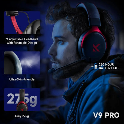 MCHOSE V9 Pro Gaming Wireless Headset7.1 Surround Sound Headphones Noise Canceling Mic Low Latency Lightweight for PS5 PC SWITCH