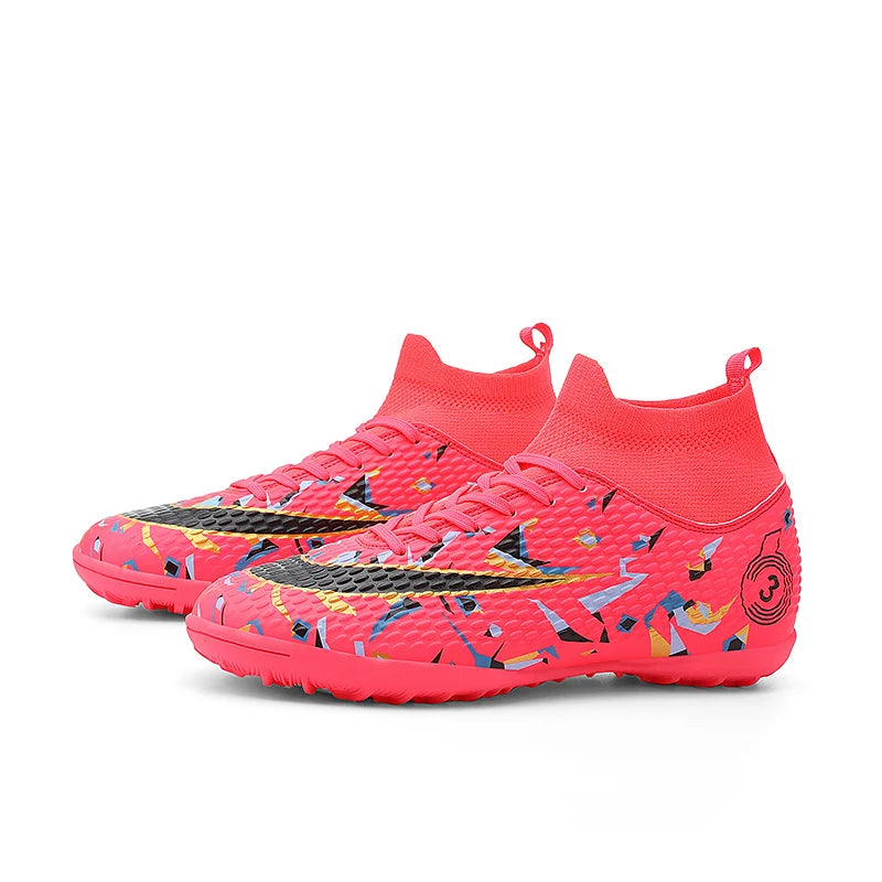 Professional Soccer Shoes Men Outdoor High-Top Sports Football Boots Boots Ag/Fg Long Spikes Artificial Grass Training Match