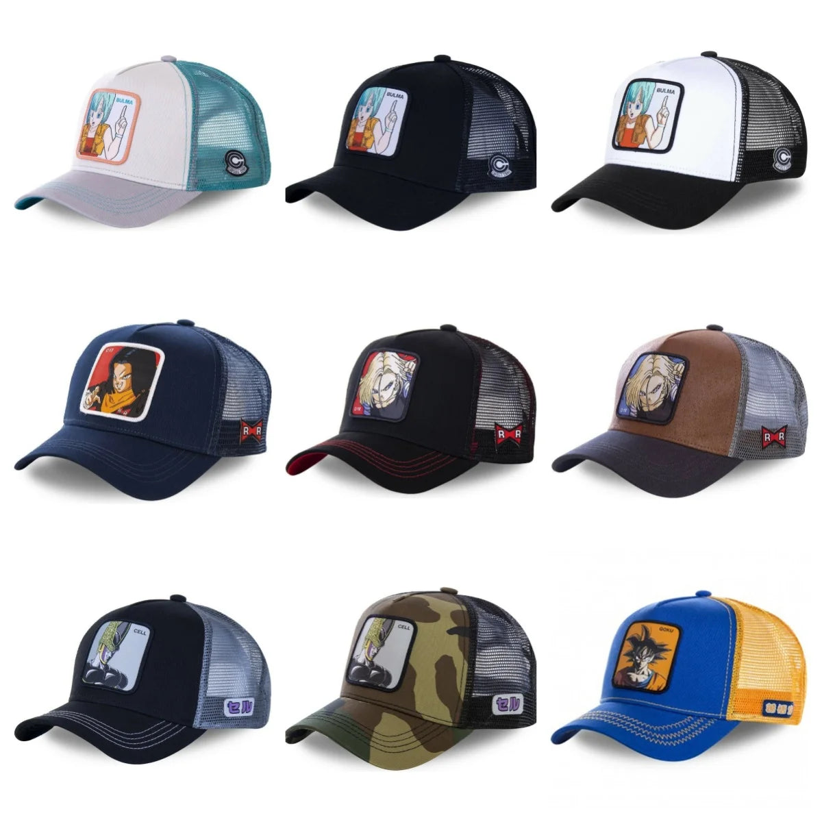 Cappellino da viaggio estivo Dragon Ball Buu Goku per uomo, con visiera, ricamo, stile hip-hop, visiera parasole, regolabile, in rete, tipo "trucker"