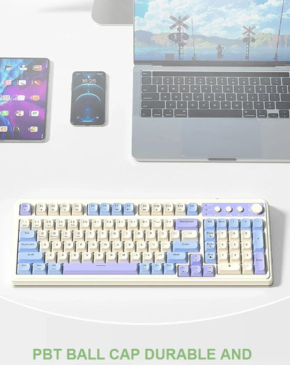 AULA S99 Keyboard 3-Mode Wireless Bluetooth Wired RGB Ergonomic 99-Key Typing Mute Gaming Keyboard Custom PC Accessories Gifts