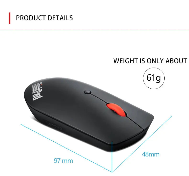 Lenovo ThinkPad Wireless Mouse 4Y50X88822 Dual Bluetooth Wireless Mouse, Ergonomic Office Mouse, 2.4GHz Laptop Mouse for Windows & Mac