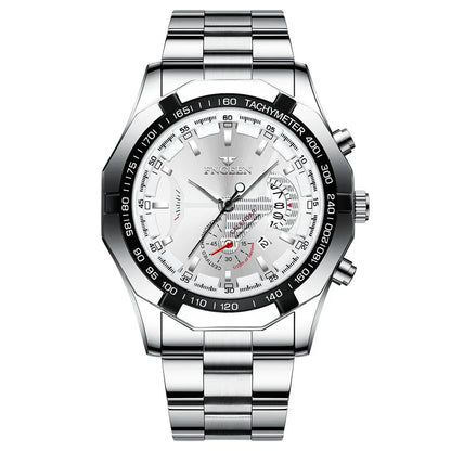 BINBOND luxury quartz wristwatch for men, luminous, water-resistant, automatic date, stainless steel