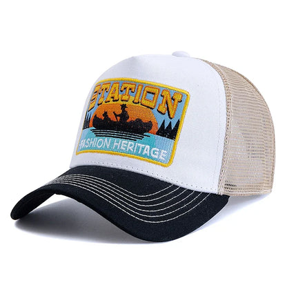New Style Summer Fishing Cap Breathable Mesh Trucker Hat Men Women Fisherman Embroidered Design Snapback Hat Outdoor Fishing
