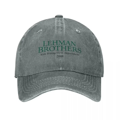 Retro Lehman Brothers Risk Management Department 2008 Trucker Hat Unisex Distressed Washed Headwear Outdoor Running Golf Cap Hat