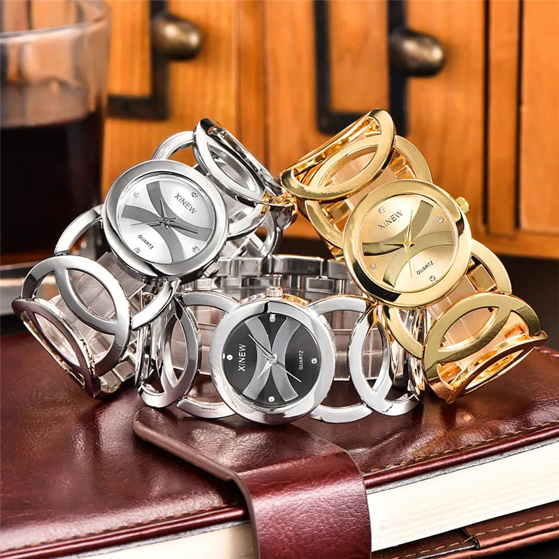 Luxury Brand Lady Gold Watches Full Stainless Steel Magic Women Bracelet Zegarki Damskie Znanych Marek Montre Vintage Femme 2024