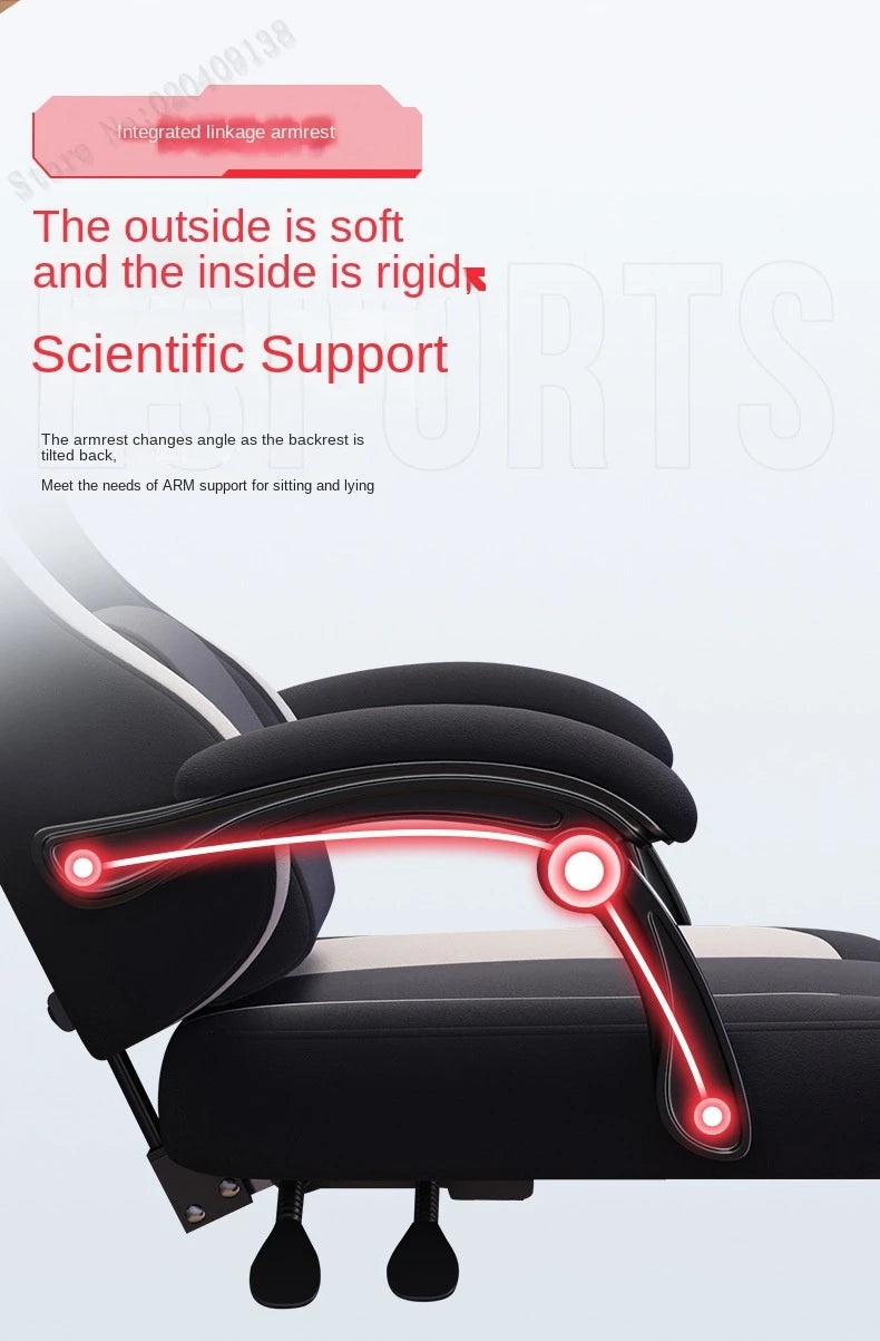 Ergonomic Gaming Chair with Latex Seat Cushion, Adjustable Backrest, Computer Office Chair, Racing Style Gamer Chair with Armrests
