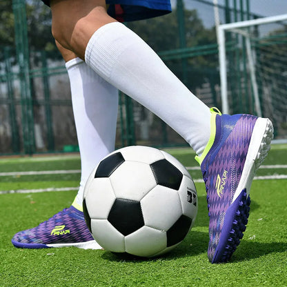 Ghete de fotbal pentru bărbați, de înaltă calitate, crampoane pentru meci, model popular pentru interior și exterior, teren cu iarbă, futsal, ghete high-top antiderapante