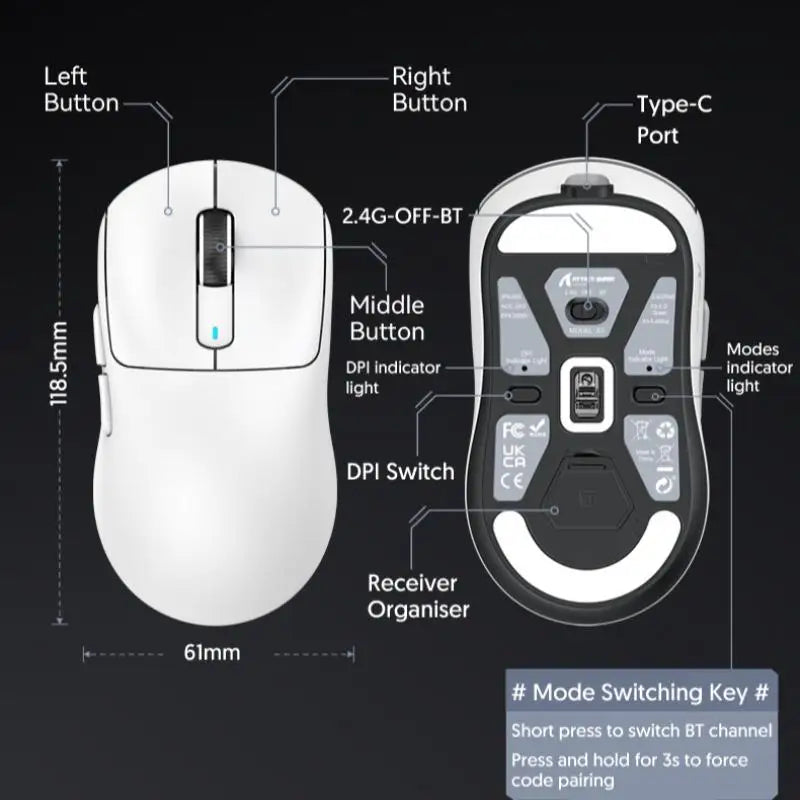 ATTACK SHARK X3 Pro Wireless Gaming Mouse, Tri-Mode Bluetooth & 2.4GHz PAW3395 26000 DPI Lightweight Gaming Mouse with 4KHz Polling Rate