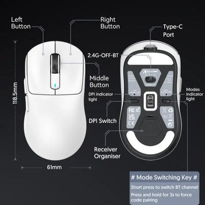 ATTACK SHARK X3 Pro Wireless Gaming Mouse, Tri-Mode Bluetooth & 2.4GHz PAW3395 26000 DPI Lightweight Gaming Mouse with 4KHz Polling Rate