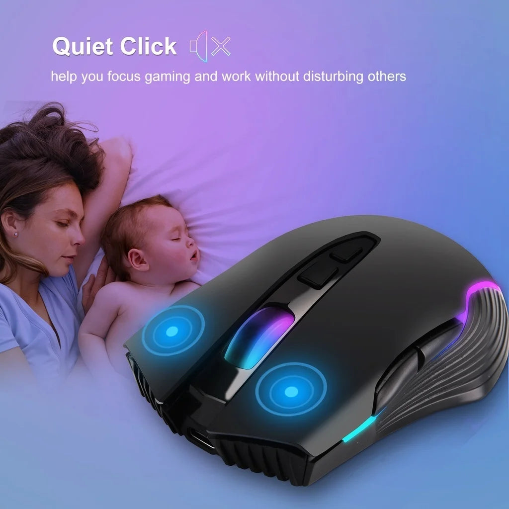 2.4G Wireless Mouse Type-C Rechargeable Silent Wireless Mouse for MacBook, Laptop & PC, Plug and Play Ergonomic Computer Mouse